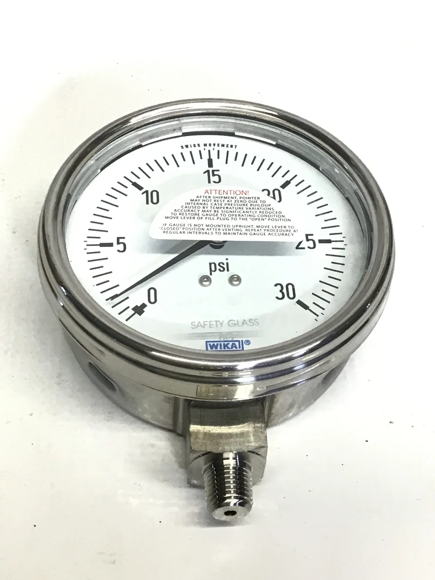 WIKA 9745386 Stainless Steel Pressure Gauge 1/4″NPT LM 0-30 PSI  (Lot of 2)