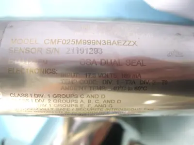 Used Micro Motion CMF025 M999N3BAEZZX Sensors New Hampshire US | Bitter End Trading #1452751