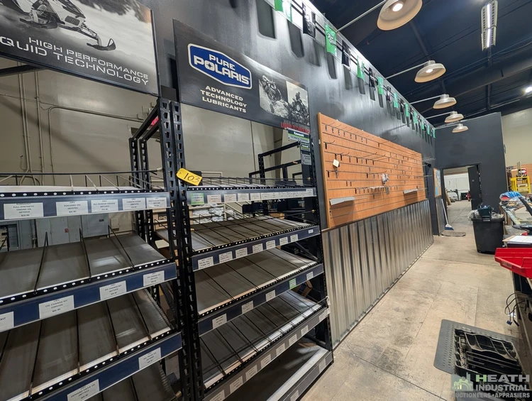 Used _UNKNOWN_ ADJUSTABLE SHELVING UNIT 51 IN X 30 IN X 7 FT DESIGNED FOR OIL LUBRICANTS Racks/Shelving Illinois US | Heath Industrial Auction Services #1546849