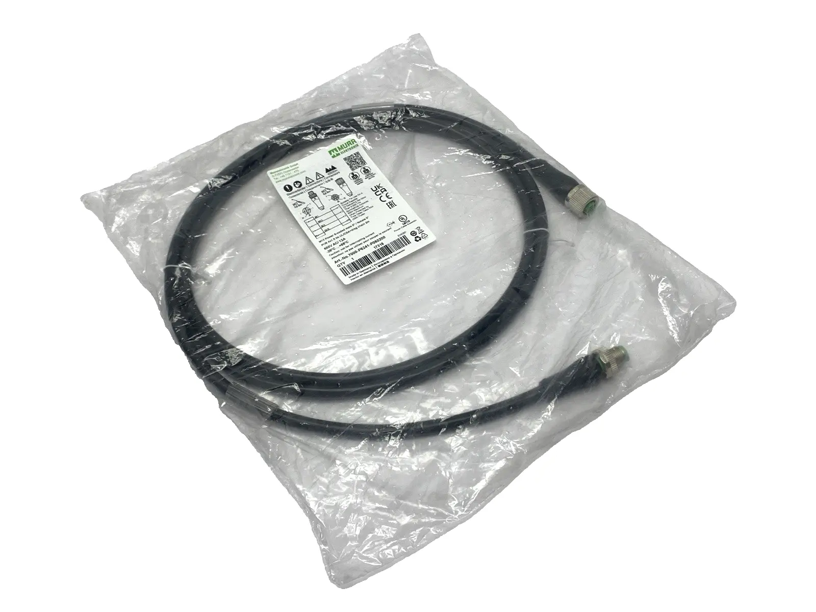 Murrelektronik 7000-P6241-P060200 Double-Ended Cordset Male to Female M12 2m - New