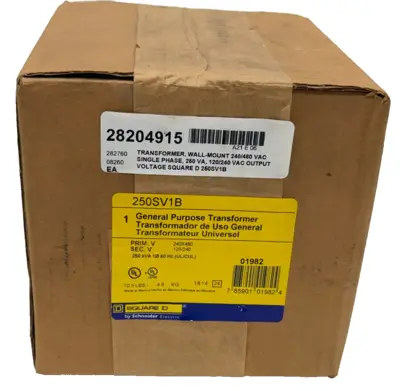 NEW SQUARE D 250SV1B TRANSFORMER 240/480VAC