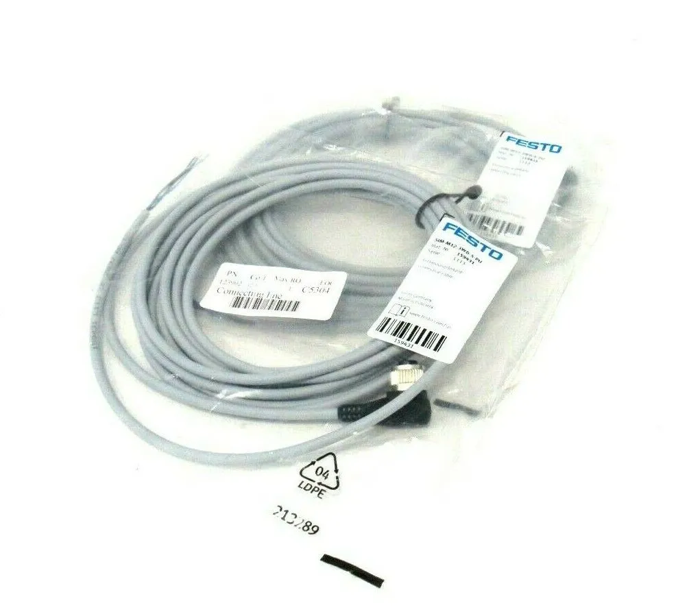 LOT OF 2 NEW FESTO SIM-M12-3WD-5-PU CABLES 159431 SIMM123WD5PU