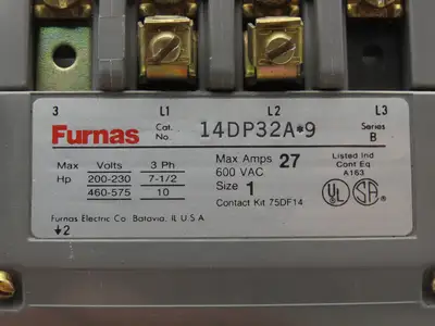 Furnas 14DP32A*9 AC Contactor Motor Starter 10Hp 600VAC 3Ph 75DF14 Contact Kit