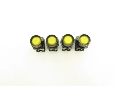 Fuji Electric Yellow Illuminated Push Button 30mm 600V 10A 30v Bulb Lot of 4