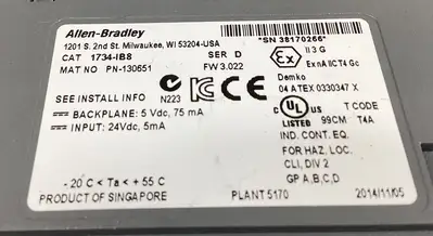 Used Allen-Bradley 1734-IB8 Ser.D PLC Input & Output | Palmetto Automation #1154335