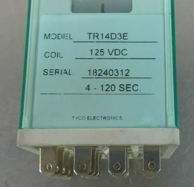Tyco Electronics TR14D3E 125VDC 4-120 Sec Time Delay Relay 4C