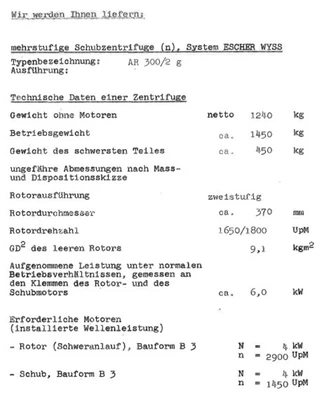 Escher-Wyss AR-300/2 2-stage pusher centrifuge, 316SS.