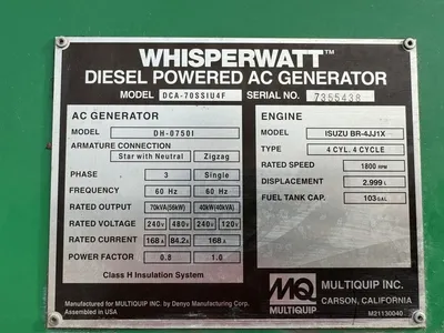 Used 2019 MULTIQUIP WHISPERWATT AC GENERATOR Diesel Generators Minnesota US | Carco Truck & Equipment #1514290