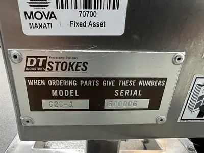 DT Industries Stokes model 623-1 stainless steel vibratory tablet deduster