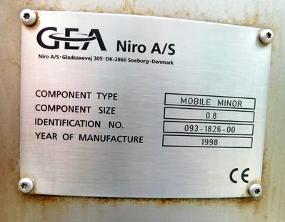 Used GEA NIRO SPRAY DRYER MOBILE MINOR 2000 Dryers New Jersey US | Champion Trading Corporation #1285459