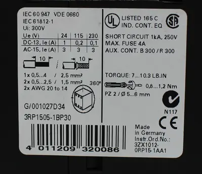 USED SIEMENS 3RP1505-1BP30
