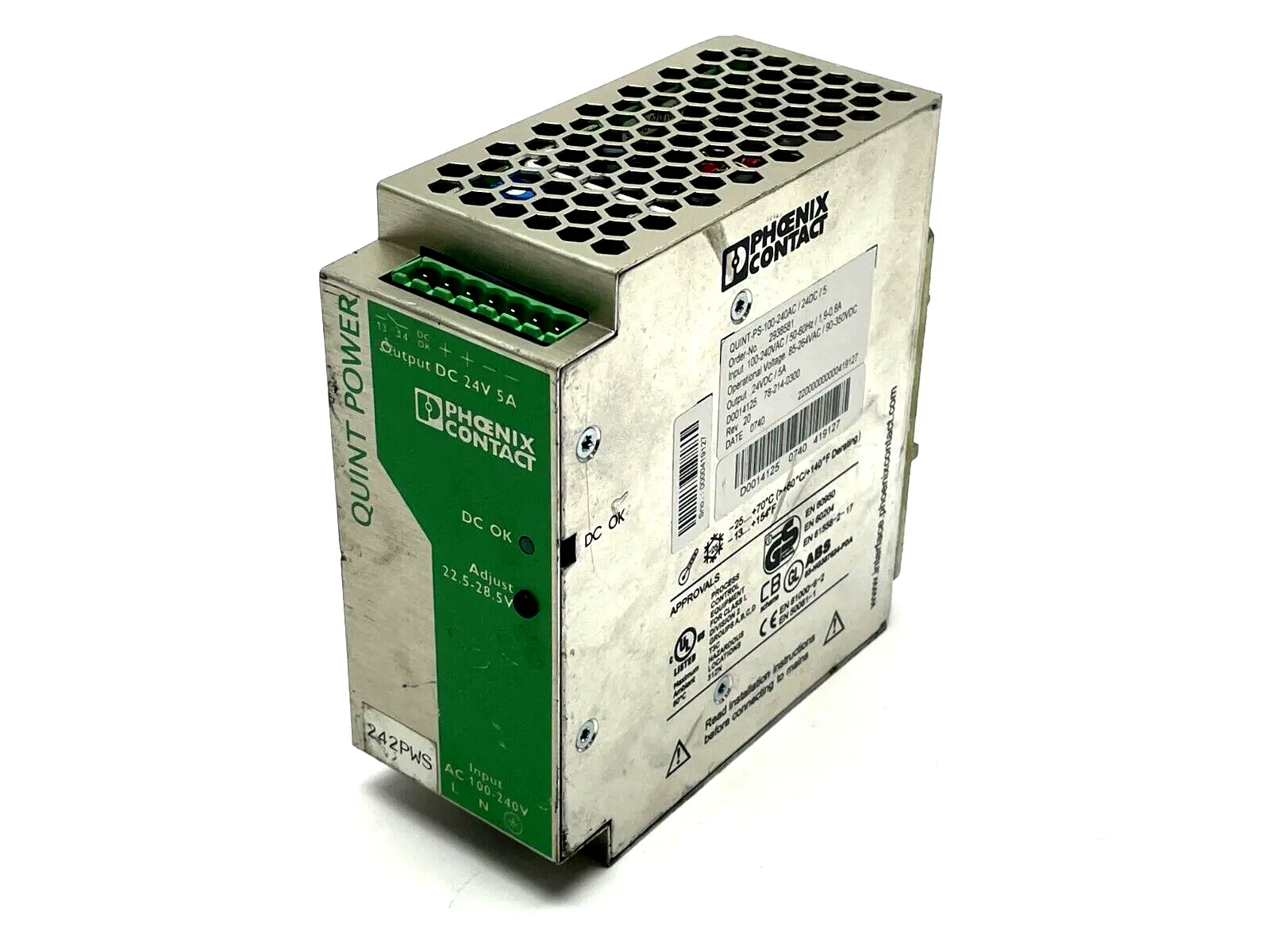 QUINT-PS-100-240AC/24DC/ 5 | Phoenix Contact  Power Supply Unit 2938581 - For parts or not working