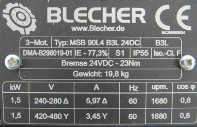 NEW BLECHER MSB-90L4-B3L-24DC BRAKE MOTOR DMA-B296019-01 MSB90L4B3L24DC
