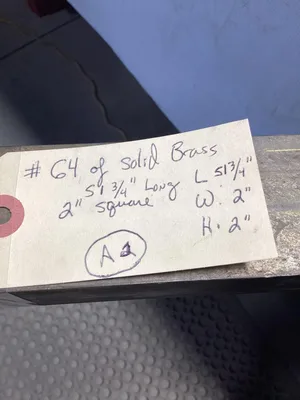 C332/ C342 Machined Brass; Lathe Stock Bar;  51 3/4″ X 2″ Square Brass Bar