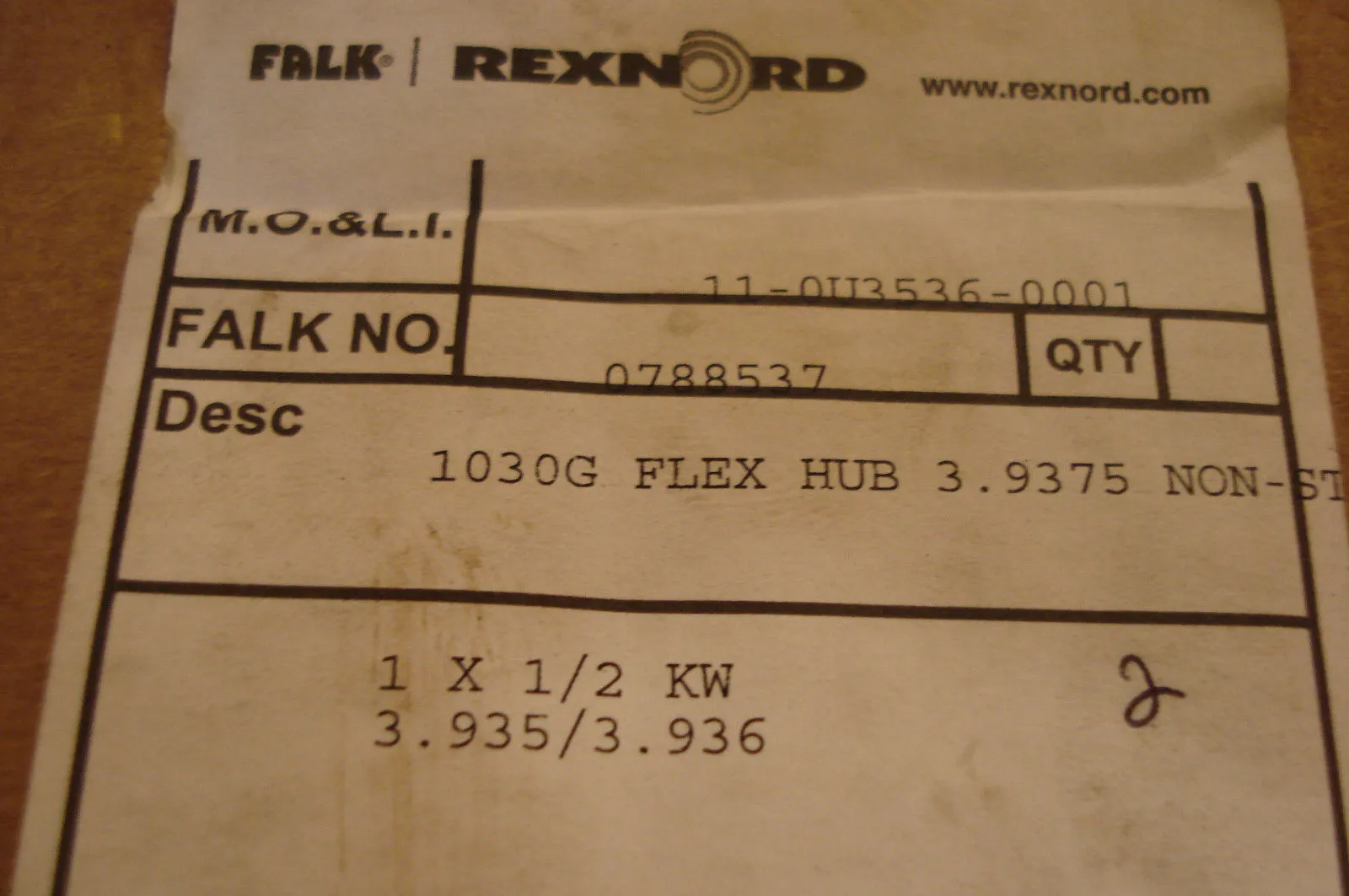 NEW FALK 1030G 3.9375 1 X 1/2 KW 0788537