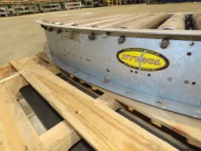Hytrol 18"x 79" Galvanized Steel 90° Curve Gravity Roller Conveyor Section 15"BF
