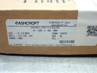 New | in-Stock ASHCROFT 451009S04L400# Lab Manometers Ohio US | HGR 24 #904396