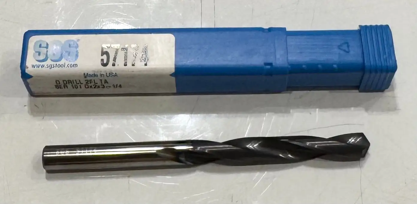 SGS Letter D Solid Carbide Drill, 5xD, TiAlN Coated 2 Flute 118 Deg USA Made