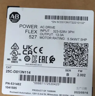 Allen Bradley 25C-D013N114/B AC VFD Variable Frequency Drive Loc1C5