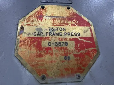 75 TON WILLIAMS & WHITE HYDRAULIC GAP FRAME PRESS 16" STROKE: STOCK #23566