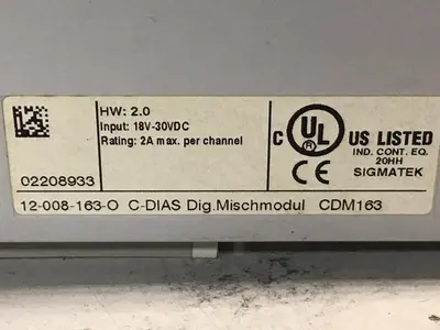 USED SIGMATEK CDM163 12-008-163-O