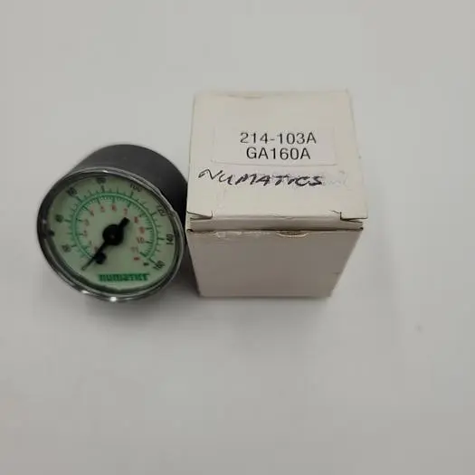 New | in-Stock NUMATICS NUMATICS PRESSURE GAUGE 214-103A 0-160PSI 1/8" NSNP IN ORIGINAL BOX Universal Pressure Meters | ND Industrial Surplus #1216608
