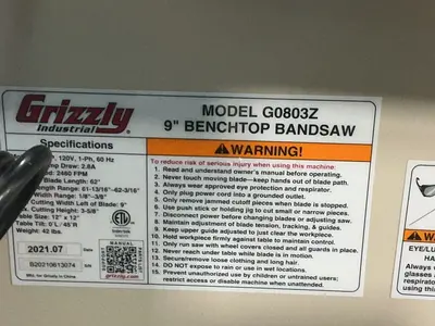 Used 2021 GRIZZLY G0803Z Woodworking Vertical Band Saws Ohio US | HGR 24 #1515751