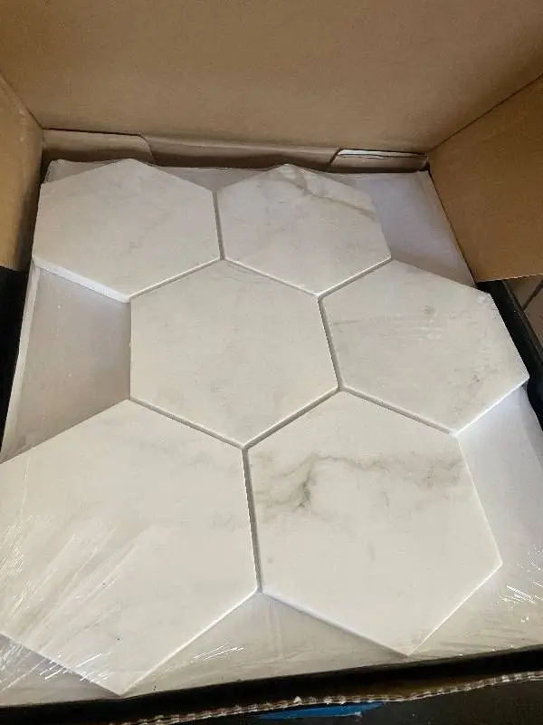 3 Boxes of MSI Arabescato Venato White 5-Inch Hexagon Tile - 10 Pieces