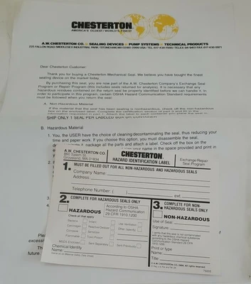 New | in-Stock Chesterton 143-15 Pump Parts Indiana US | J&J Industrial Supply #1076376