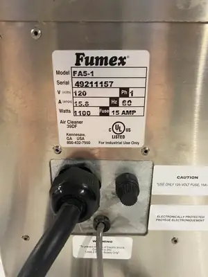 USED FUMEX AIR FILTRATION FUME EXTRACTOR UNIT