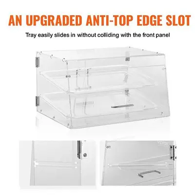 Pastry Display Case, 2-Tier Commercial Countertop Bakery Acrylic  Display Case - 20.7" wide