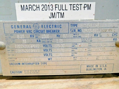 Used GE VB 7.2-500-3 Circuit Breakers Ohio US | Equipment Recovery Corp. #1330520