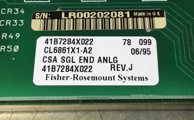 Fisher - Rosemount 41B7284X022 Analog Termination Panel CL6861X1-A2 3B
