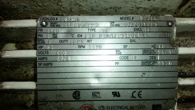 US Motors 25HP; 1190RPM; 460V; Frame: 364U C10 01047198-001R-10