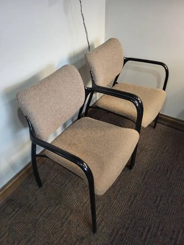 Herman Miller Chairs - Beige Upholstered Visitor Chairs, Black Frames - Lot of 2