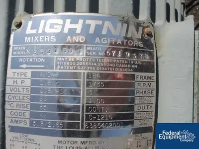 USED Lightnin 1.5 HP Lightnin Agitator, Model N33G150V