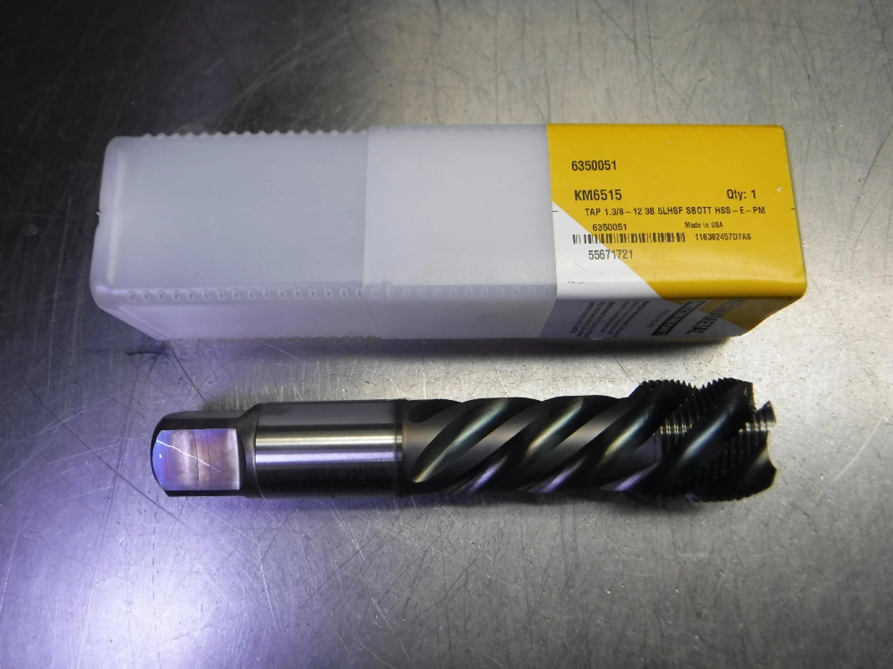 Kennametal 1.375"-12 3B 5 Flute HSS SF Bottom Tap 6350051 KM6515 (LOC3321)