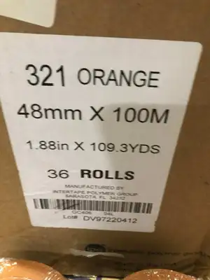 Taratape 321 2″ X 110yd Orange Acrylic Carton Sealing / Floor Tape -NIB of 36