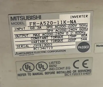 USED MITSUBISHI ELECTRIC FR-A520-11K-NA