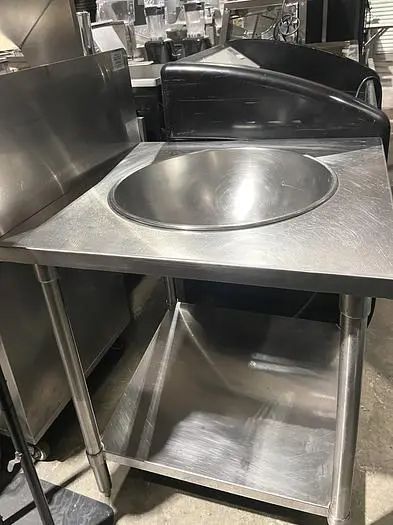 HEAVY-DUTY, MIXING BOWL WORK TABLE W/ 30 QT S/S MIXING BOWL