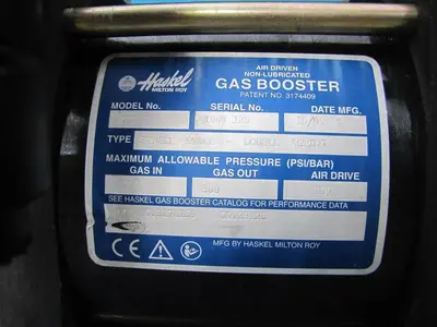 Haskel 8AGD-2 Single Stage Double Action Gas Booster with 80 Gallon Tank