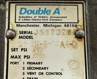 NEW DOUBLE A B-06-3M-S-10A4-K RELIEF VALVE 3000PSI B063MS10A4K