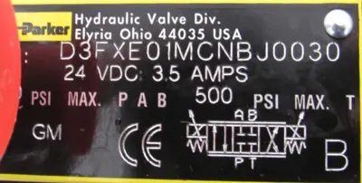 NEW PARKER D3FXE01MCNBJ0030 PROPORTIONAL HYDRAULIC VALVE