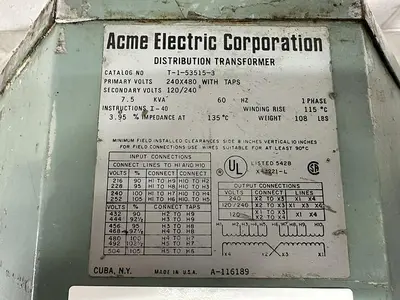 USED ACME ELECTRIC CORPORATION T-1-53515-3