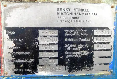 Heinkel HF 600 Inverting Filter centrifuge, 316SS.