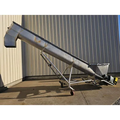 Used 16" Dia. X 18'-5"L Stainless Steel Incline Screw Conveyor
