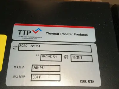 Used 2021 THERMAL TRANSFER PRODUCTS ROAC226154 Chemical & Process Equipment Ohio US | HGR 24 #1506999