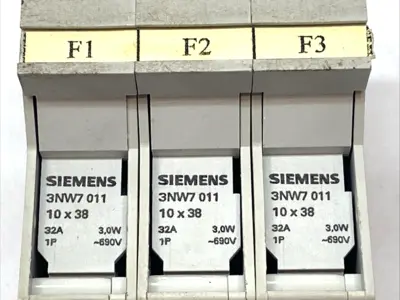 Used Siemens 3-Pole Fuse Holder, 10 x 38, 32A, 3.0W, 690V Fuse Accessories Michigan US | Maverick Industrial Sales #1389775