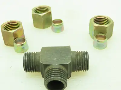 VOSS Steel Flareless Metric Union Tee Compression Fitting 8mm Tube  LOT OF 5