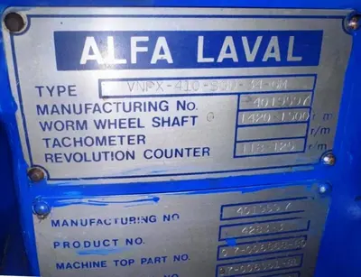 Alfa-Laval VNPX 410 SGD-34-GM clarifier centrifuge, 316SS.